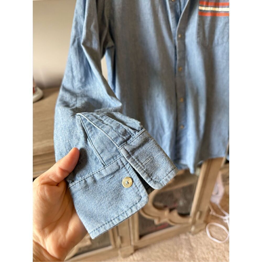 Solid & Striped Button Down Shirt Womens Blue Medium Long Sleeve Chambray (TP1) - Picture 4 of 9